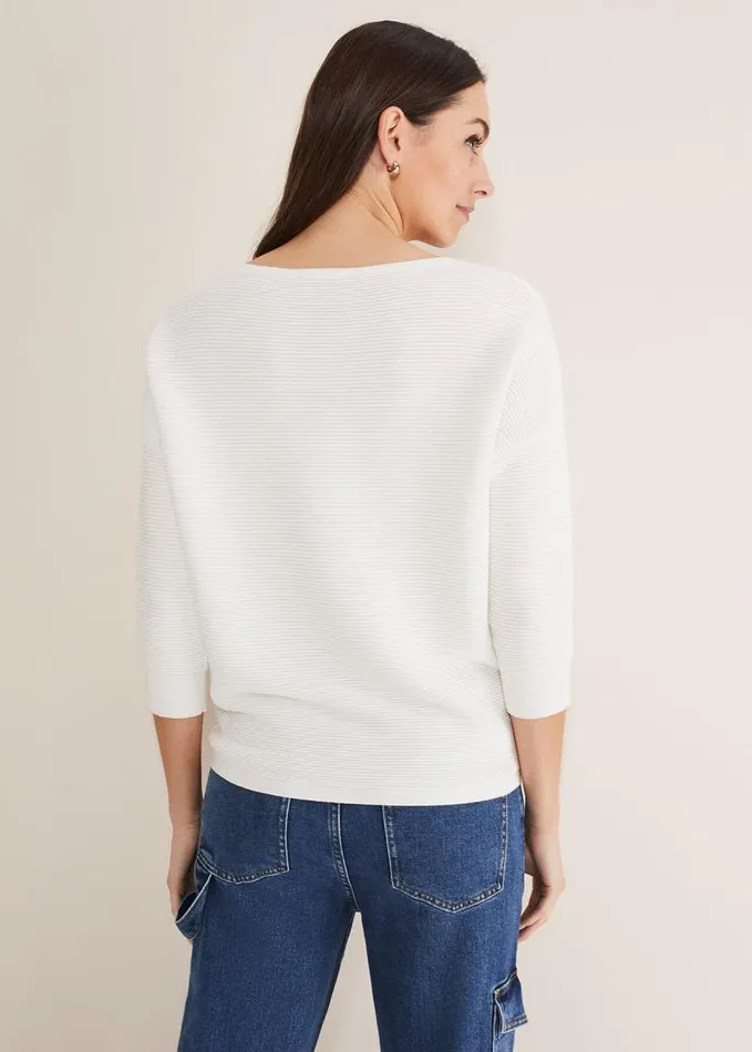 Phase Eight Nellie Ripple Knitted Jumper Ivory Women Knitwear