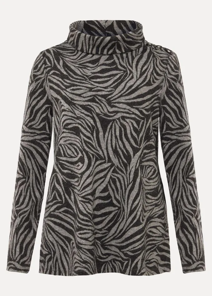 Phase Eight Nerissa Animal Print Roll Neck Top Black Multi Women Tops and TShirts