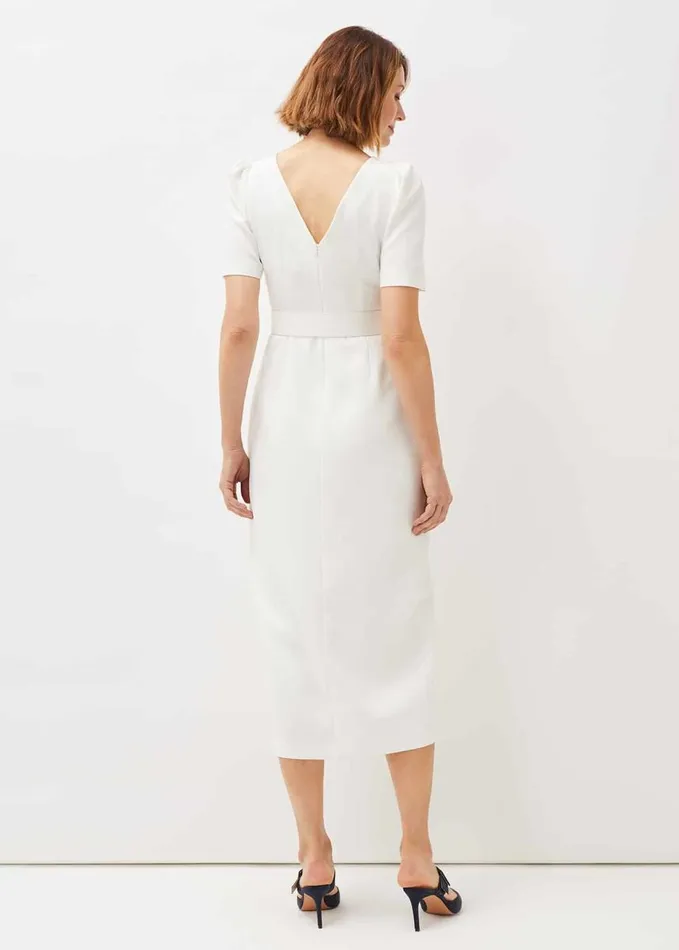 Phase Eight Niccola Fitted Belted Midaxi Dress Oyster Women Dresses