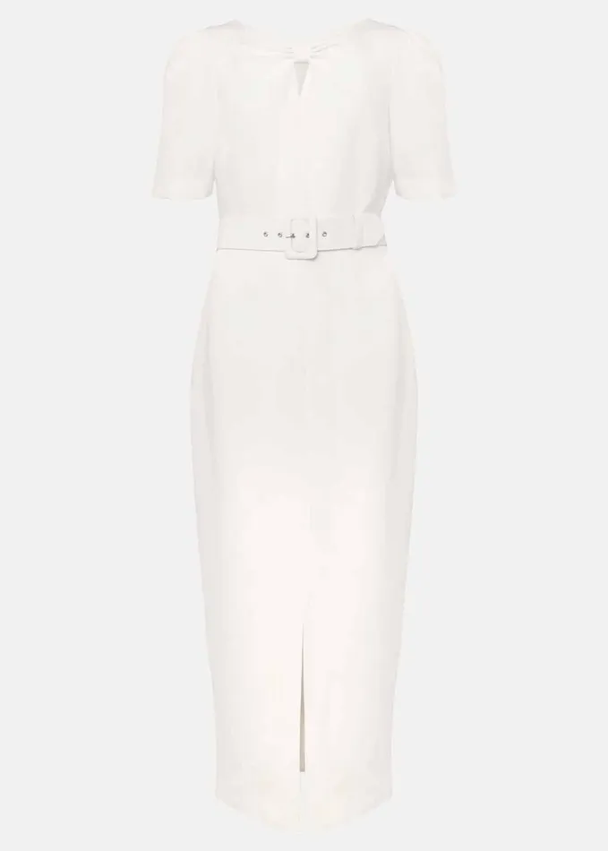Phase Eight Niccola Fitted Belted Midaxi Dress Oyster Women Dresses