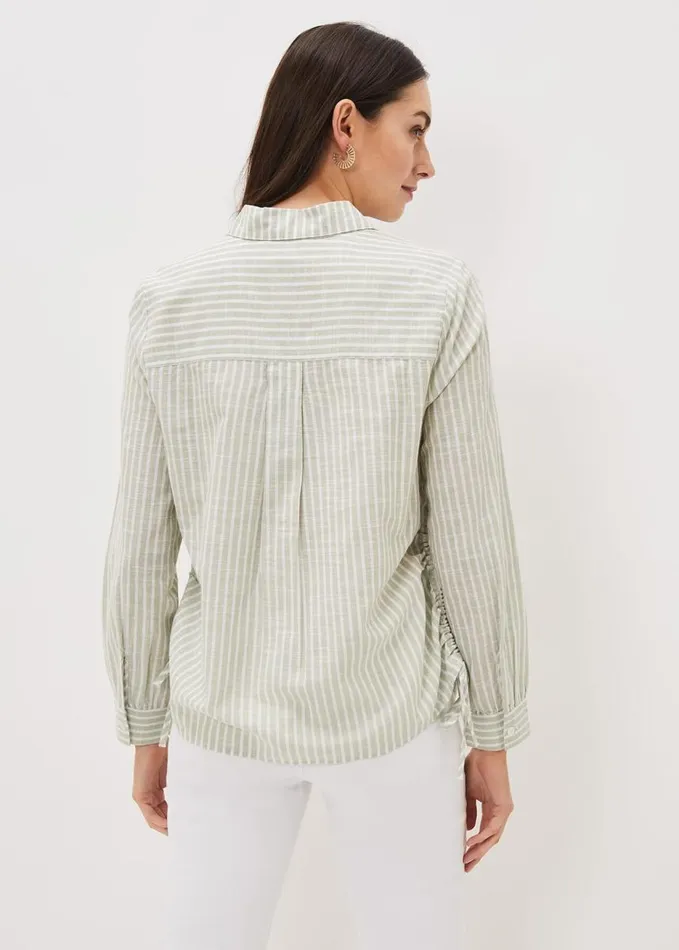 Phase Eight Oliva Ruched Side Stripe Shirt Sage Women Shirts and Blouses