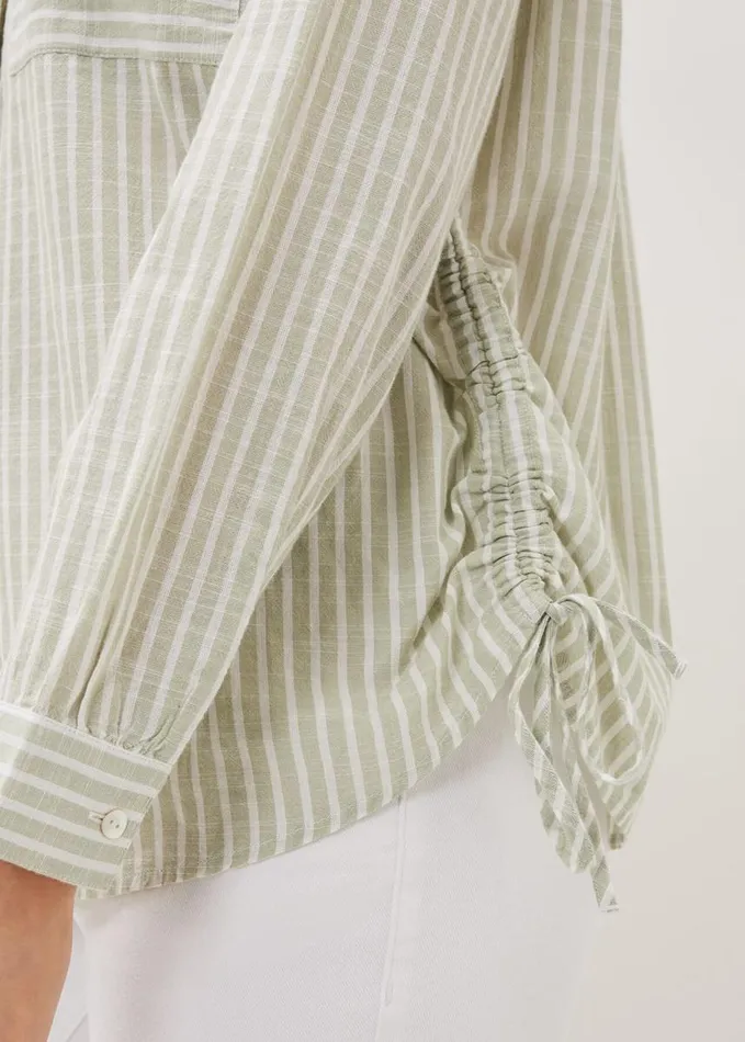 Phase Eight Oliva Ruched Side Stripe Shirt Sage Women Shirts and Blouses