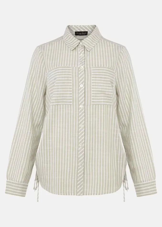 Phase Eight Oliva Ruched Side Stripe Shirt Sage Women Shirts and Blouses