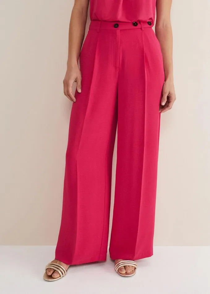 Phase Eight Opal Wide Leg Trousers Raspberry Women Trousers