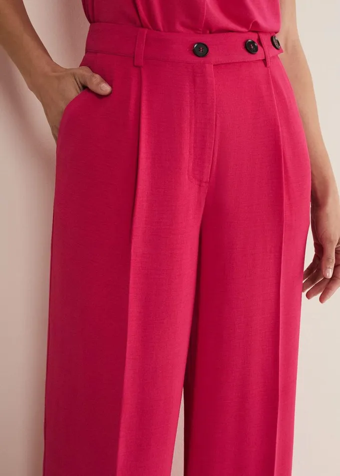 Phase Eight Opal Wide Leg Trousers Raspberry Women Trousers