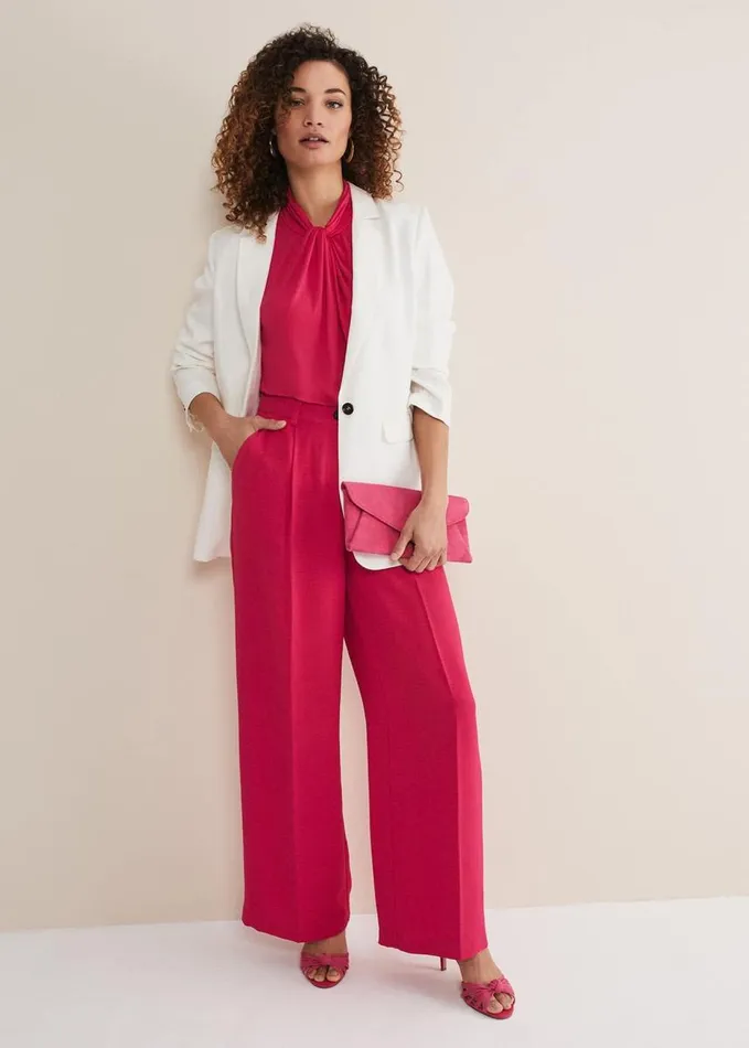 Phase Eight Opal Wide Leg Trousers Raspberry Women Trousers