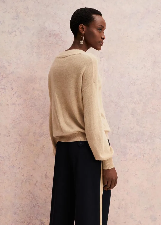 Phase Eight Ophelia Wool Cashmere V Neck Jumper Camel Women Knitwear
