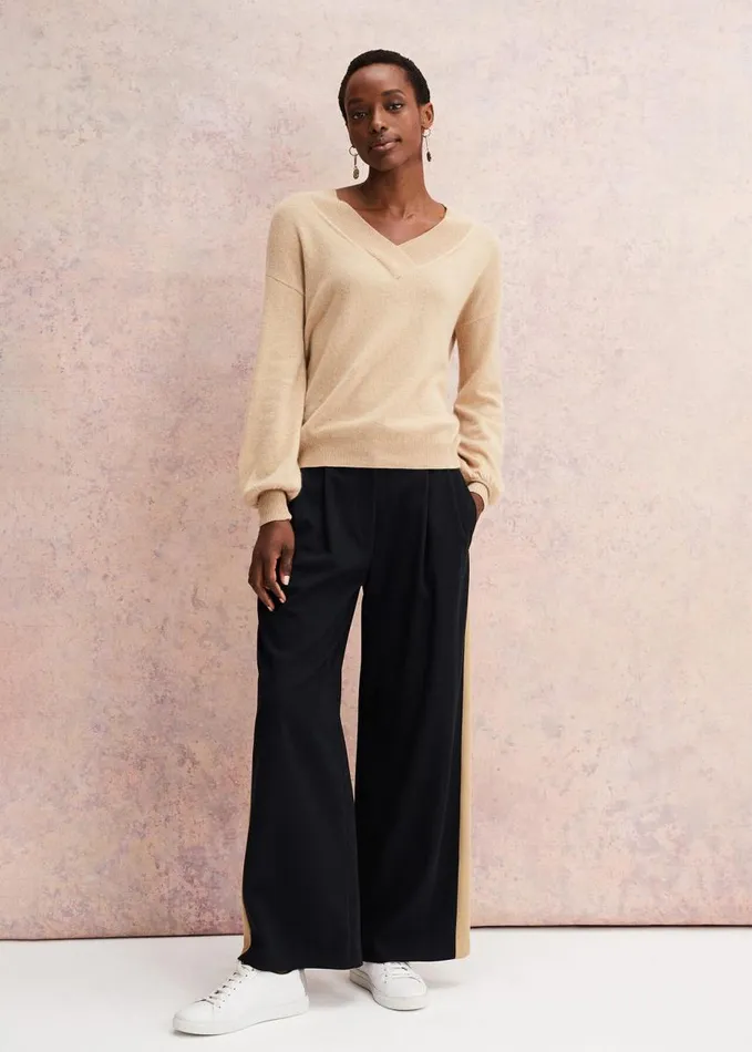 Phase Eight Ophelia Wool Cashmere V Neck Jumper Camel Women Knitwear
