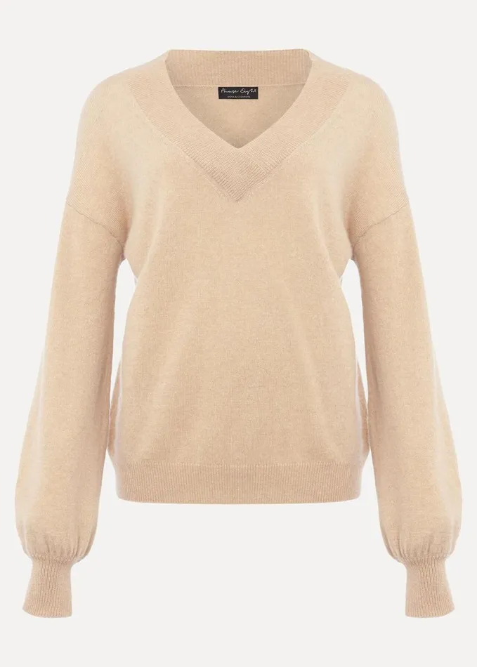 Phase Eight Ophelia Wool Cashmere V Neck Jumper Camel Women Knitwear