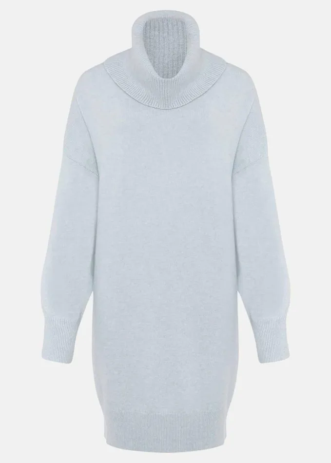 Phase Eight Palmer Cowl Neck Jumper Dress Pale Blue Women Dresses