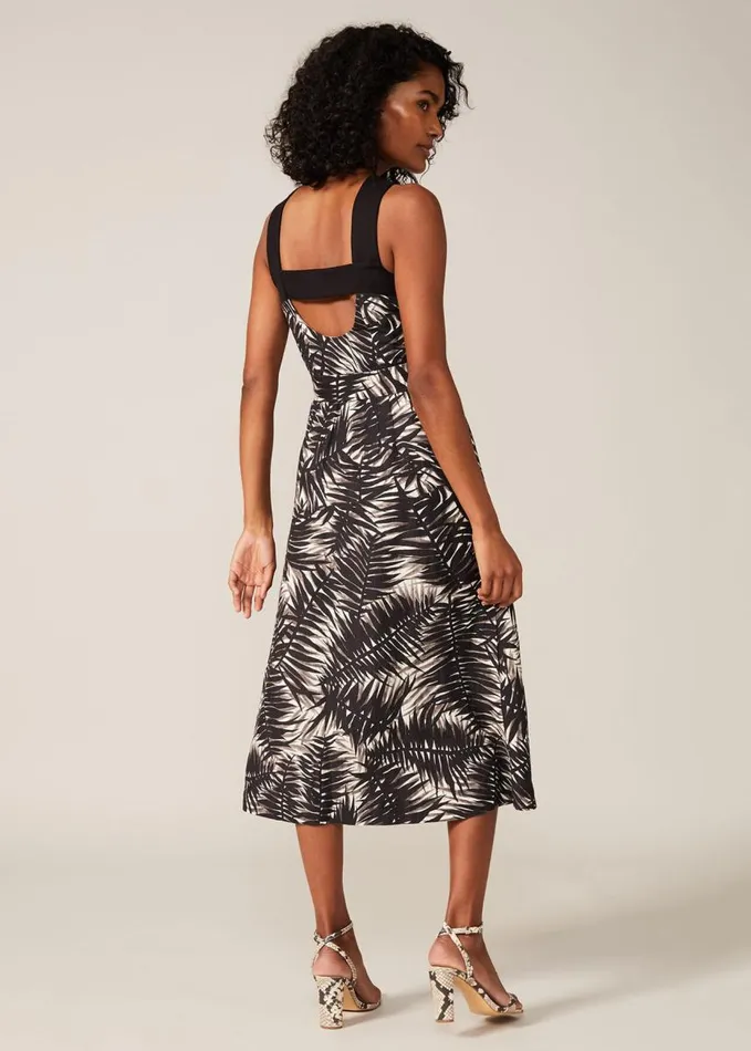 Phase Eight Patsy Palm Print Linen Dress Black Multi Women Dresses