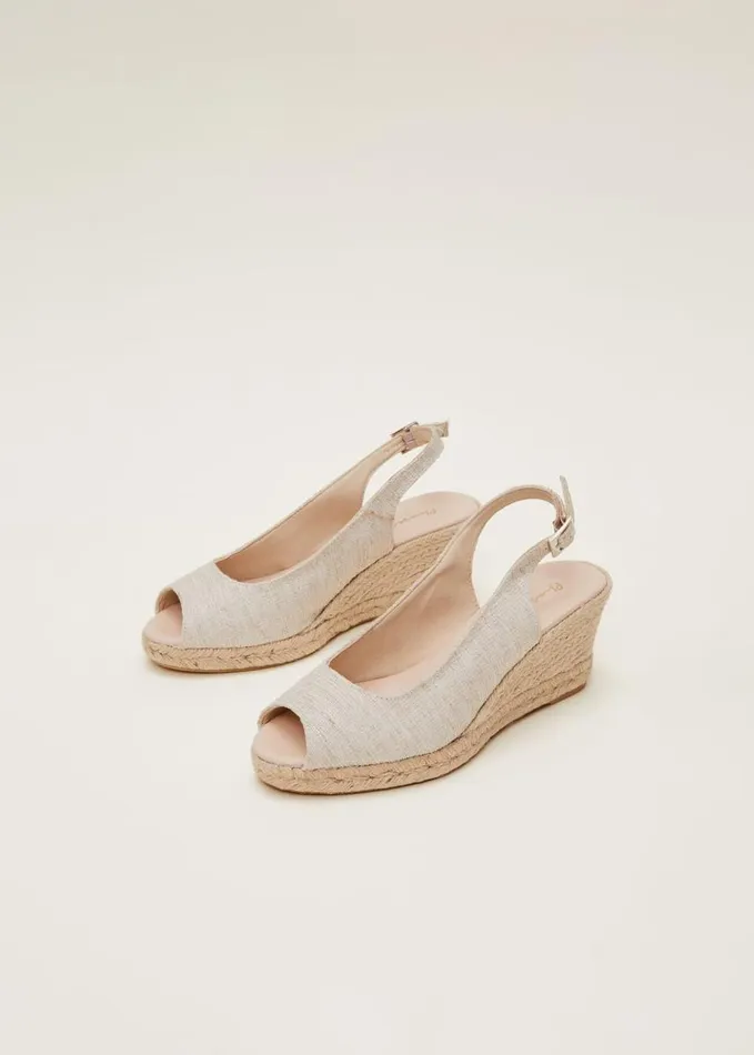 Phase Eight Peeptoe Slingback Espadrilles Metallic Women Heels