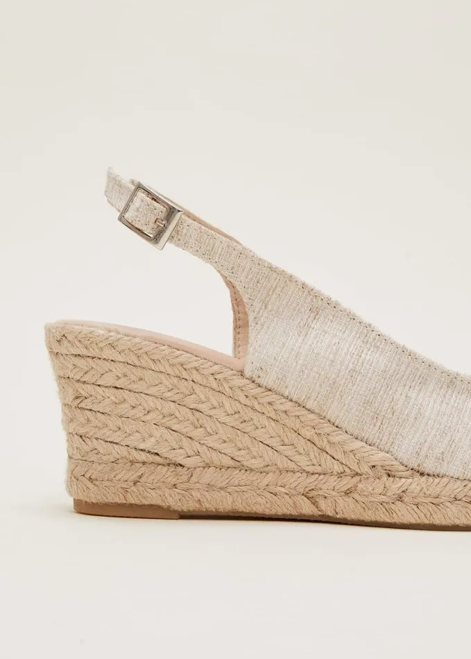 Phase Eight Peeptoe Slingback Espadrilles Metallic Women Heels