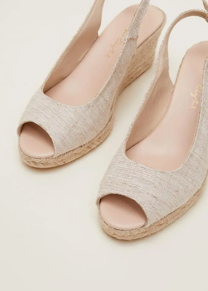 Phase Eight Peeptoe Slingback Espadrilles Metallic Women Heels