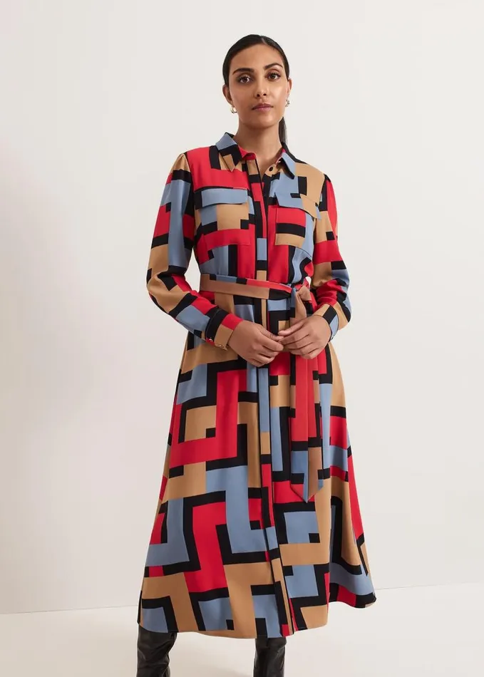Phase Eight Petite Amita Geo Shirt Dress Multicoloured Women Dresses