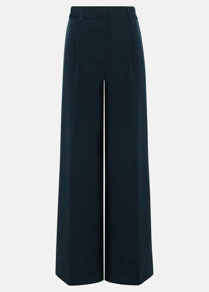 Phase Eight Petite Arabella Pleat Wide Leg Trousers Green Women Trousers