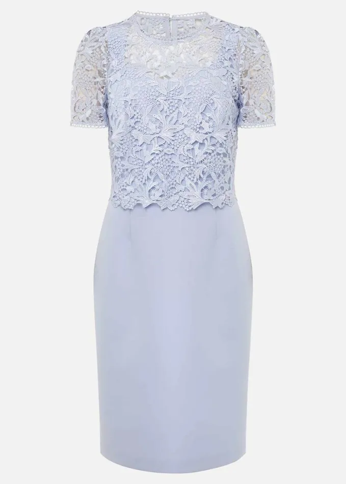 Phase Eight Petite Isabella Lace Midi Dress Light Cornflower Women Dresses