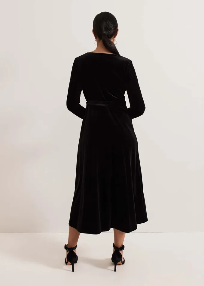 Phase Eight Petite Julia Black Velvet Wrap Dress Black Women Dresses