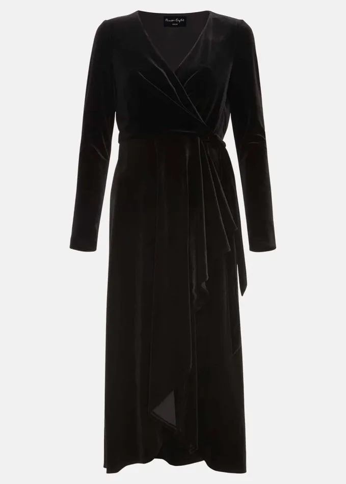 Phase Eight Petite Julia Black Velvet Wrap Dress Black Women Dresses