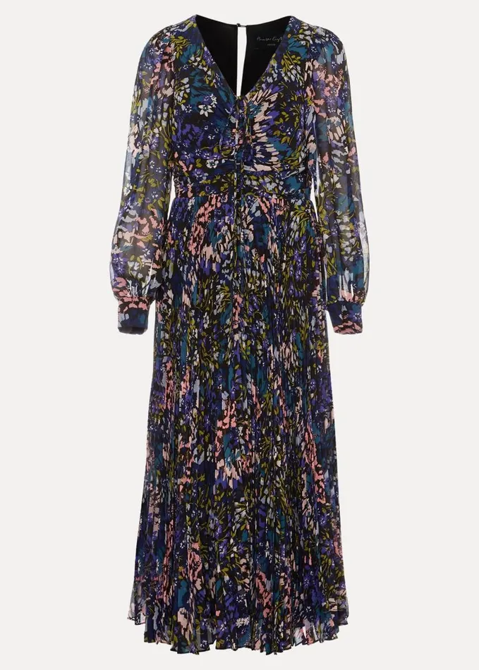 Phase Eight Petite Kindra Floral Pleated Midi Dress Multicoloured Women Dresses
