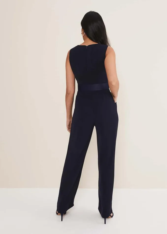 Phase Eight Petite Lissia Navy Wide Leg Jumpsuit Navy Women Dresses