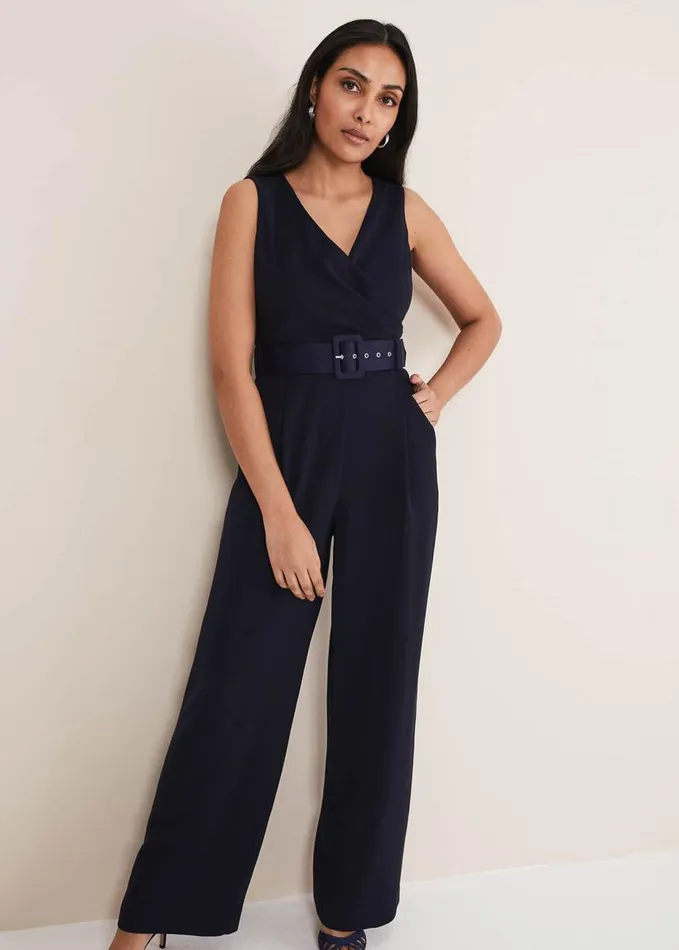 Phase Eight Petite Lissia Navy Wide Leg Jumpsuit Navy Women Dresses