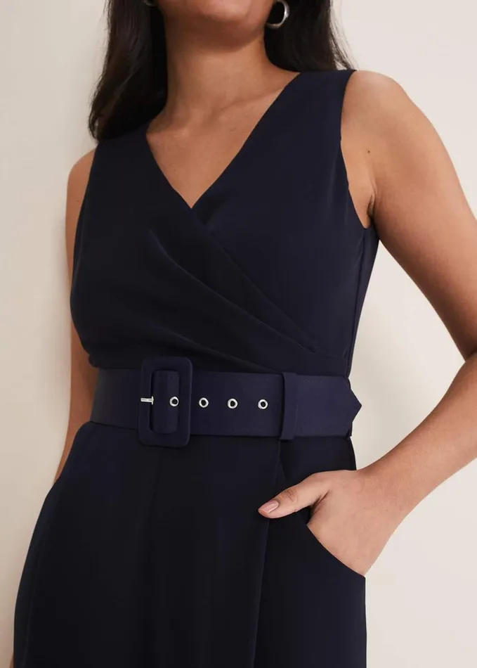 Phase Eight Petite Lissia Navy Wide Leg Jumpsuit Navy Women Dresses