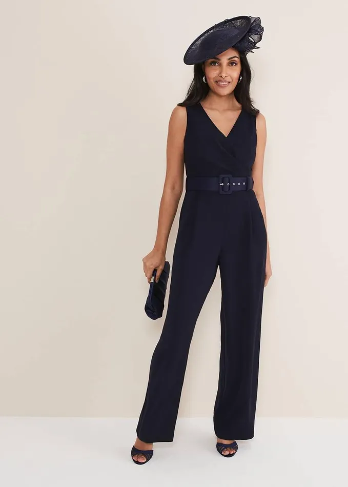 Phase Eight Petite Lissia Navy Wide Leg Jumpsuit Navy Women Dresses