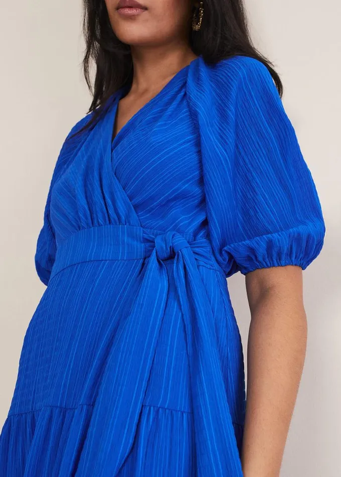 Phase Eight Petite Morven Blue Wrap Midi Dress Cobalt Women Dresses