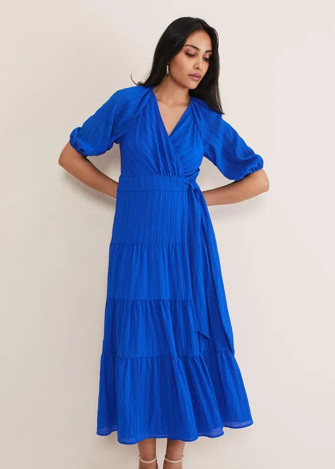 Phase Eight Petite Morven Blue Wrap Midi Dress Cobalt Women Dresses