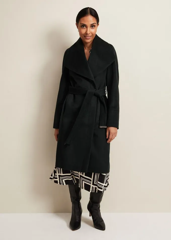 Phase Eight Petite Nicci Dark Green Wool Smart Coat Dark Green Women Petite Coats and Jackets