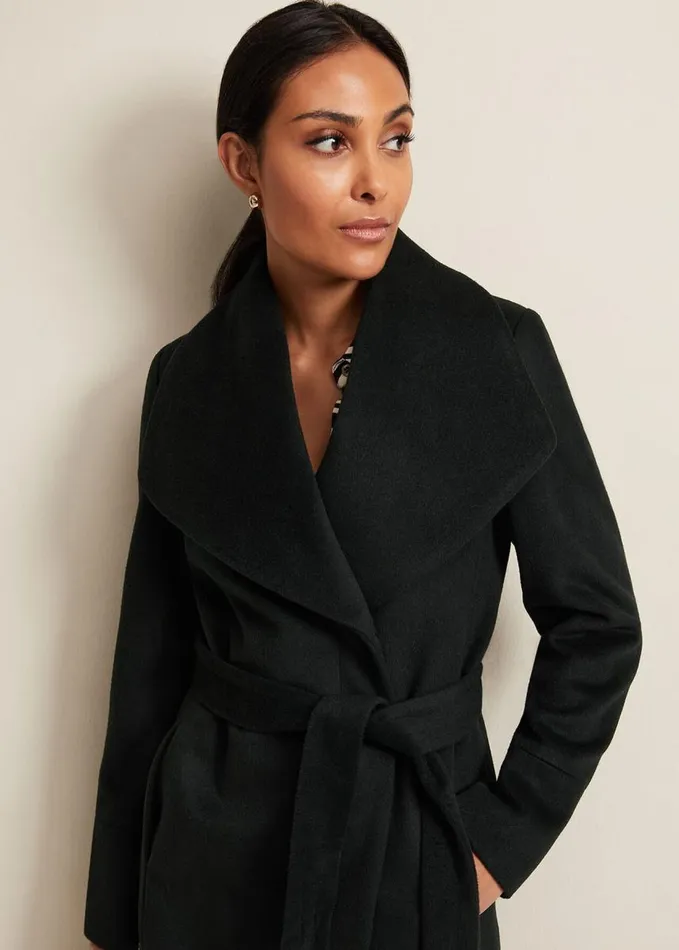 Phase Eight Petite Nicci Dark Green Wool Smart Coat Dark Green Women Petite Coats and Jackets