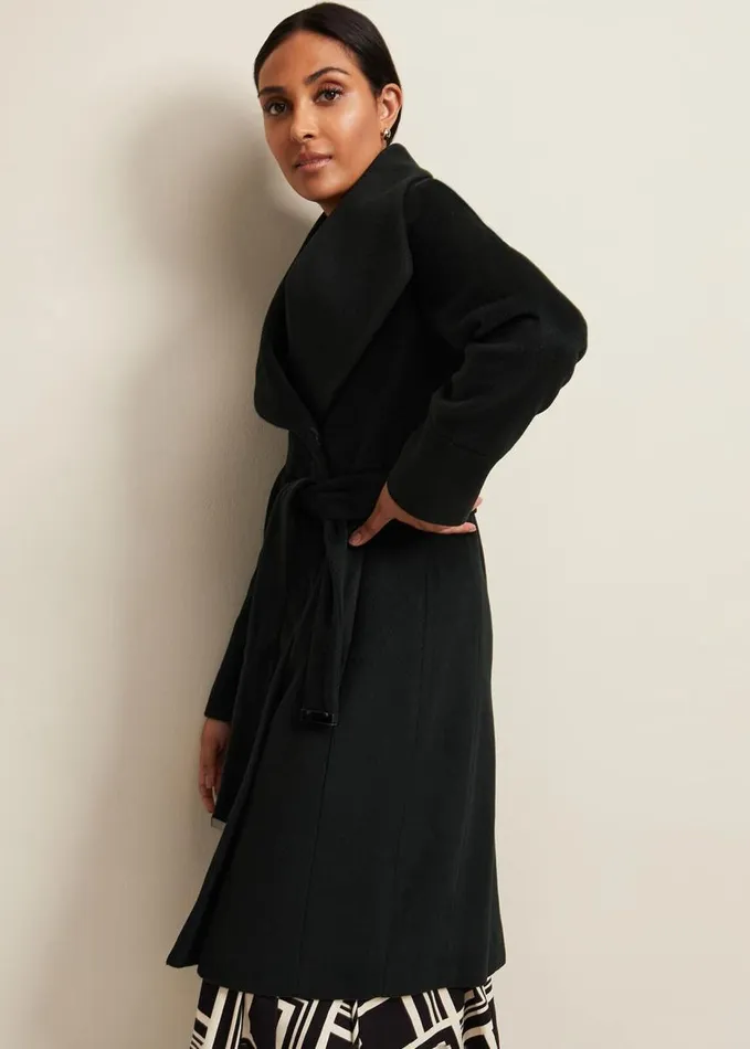 Phase Eight Petite Nicci Dark Green Wool Smart Coat Dark Green Women Petite Coats and Jackets