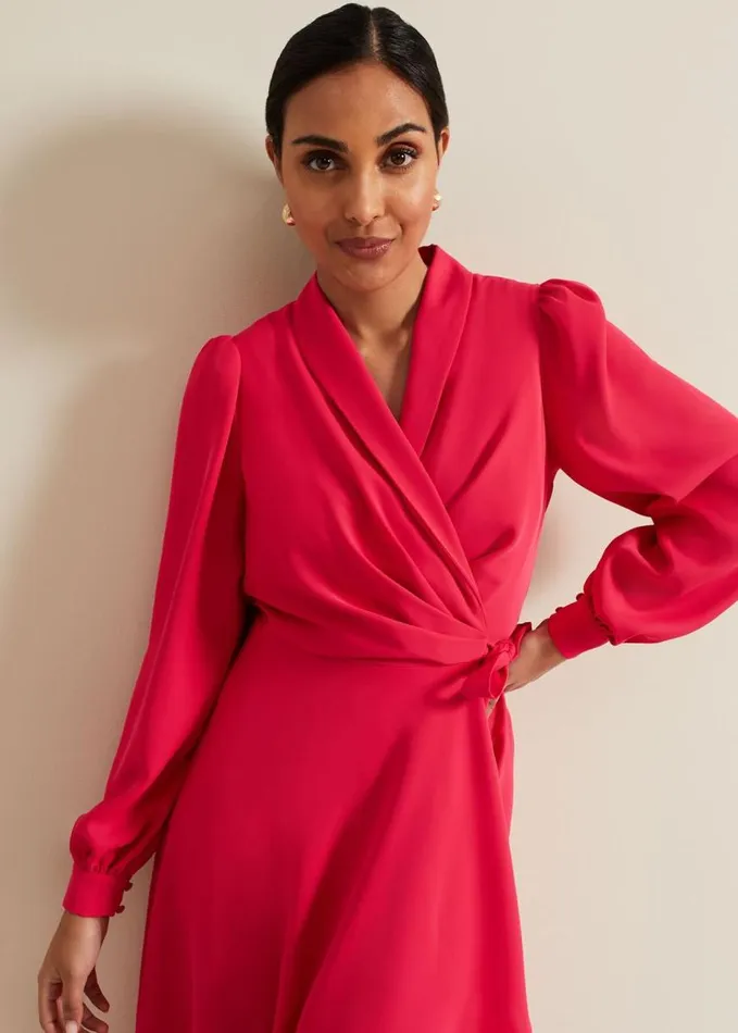 Phase Eight Petite Philippa Wrap Dress Pink Women Dresses
