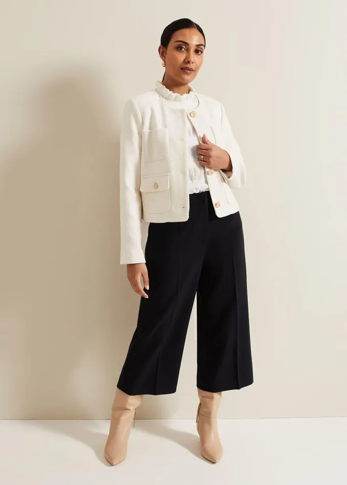 Phase Eight Petite Ripley Boucle Jacket Ivory Women Jackets