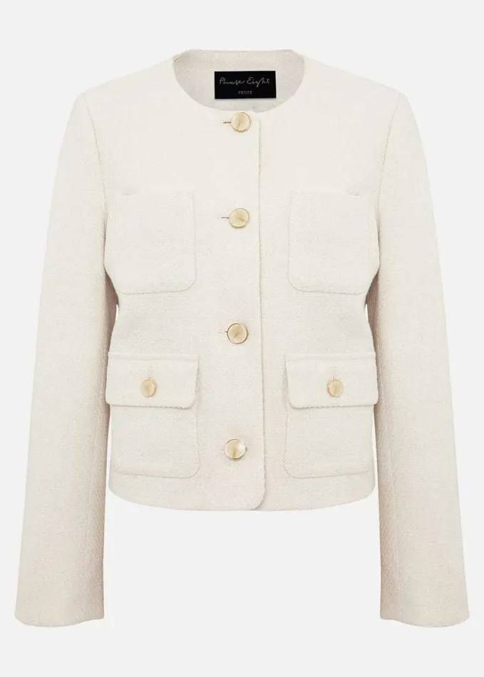 Phase Eight Petite Ripley Boucle Jacket Ivory Women Jackets