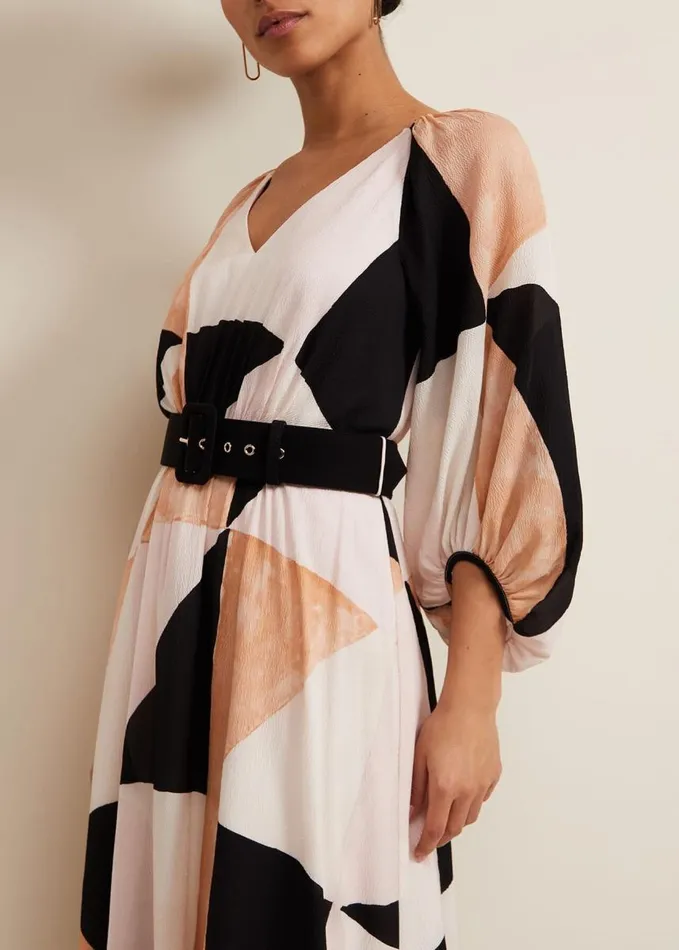 Phase Eight Petite Sophia Colour Block Belted Dress Multicoloured Women Dresses
