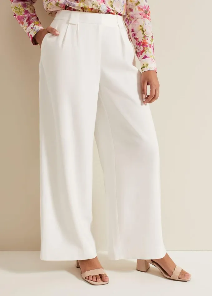Phase Eight Petite Tyla White Wide Leg Trousers White Women Trousers