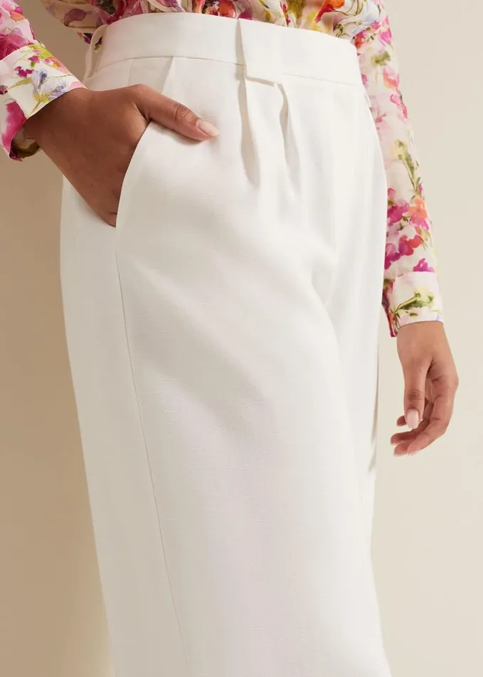 Phase Eight Petite Tyla White Wide Leg Trousers White Women Trousers