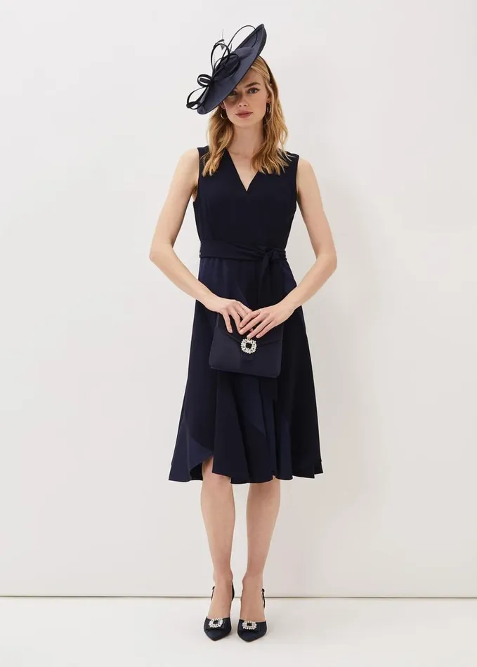 Phase Eight Philis Panelled Dress Navy Women Dresses