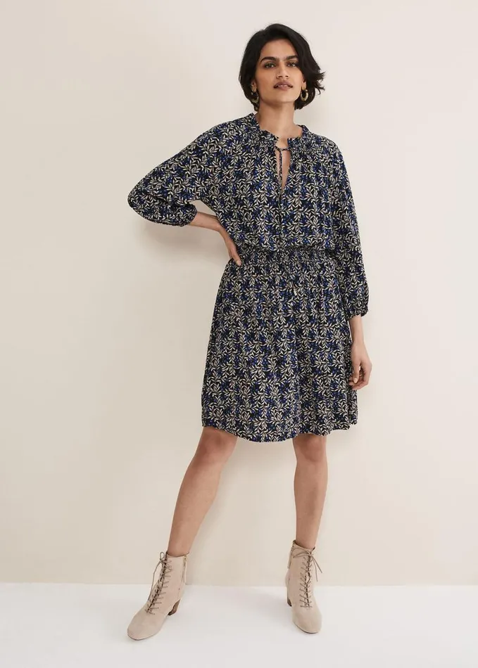 Phase Eight Phillipa Floral Swing Dress Navy Women Dresses