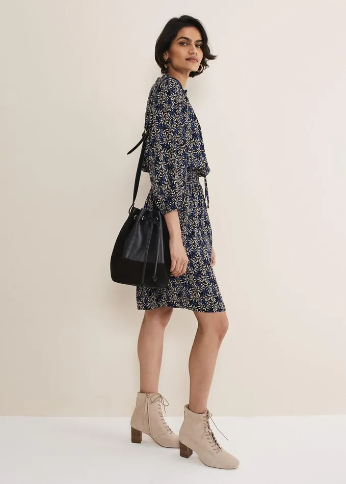 Phase Eight Phillipa Floral Swing Dress Navy Women Dresses