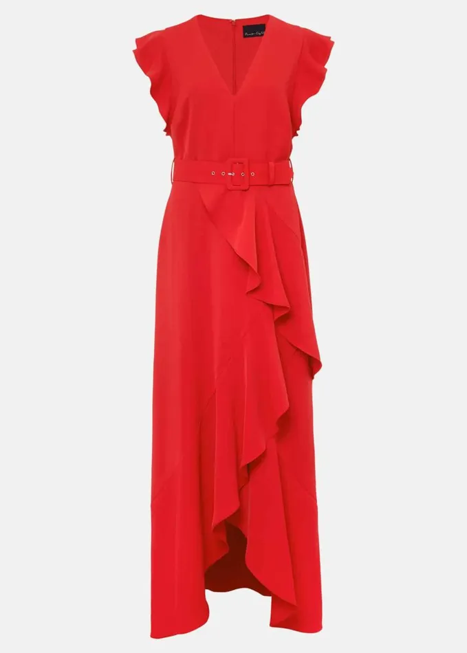 Phase Eight Phoebe Frill Maxi Dress Fire Women Dresses