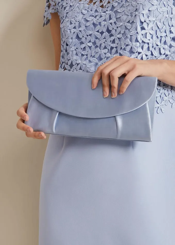 Phase Eight Pleat Satin Clutch Bag Pale Blue Women Bags and Clutches