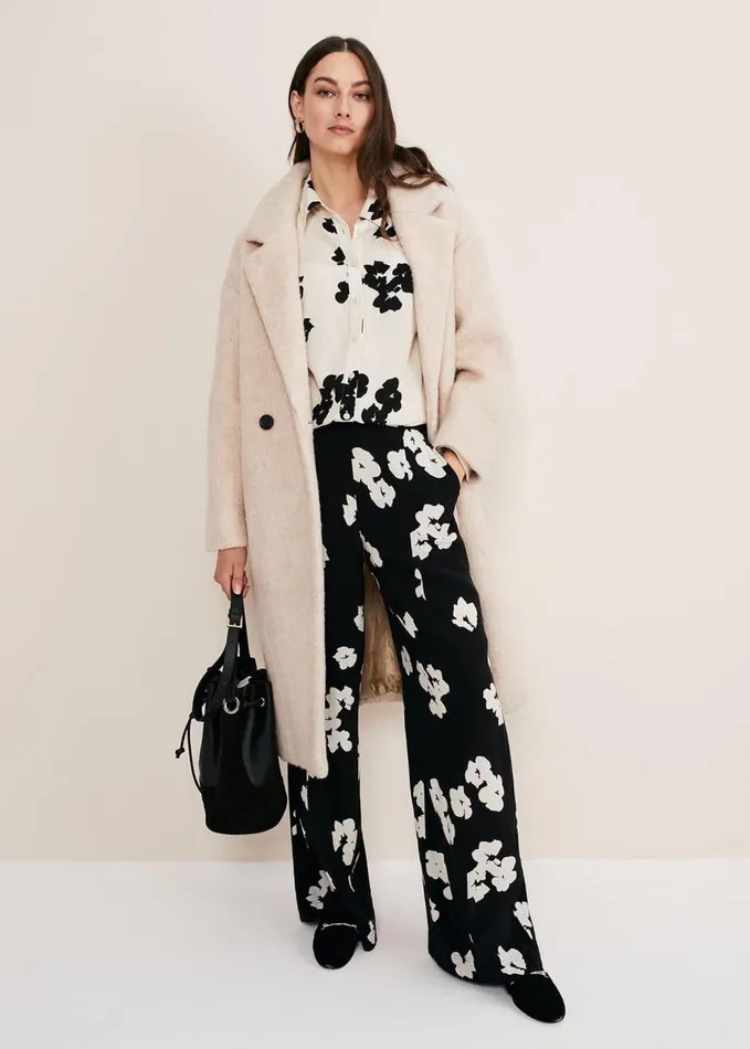 Phase Eight Rae Floral Wide Leg Trouser Black Women Trousers