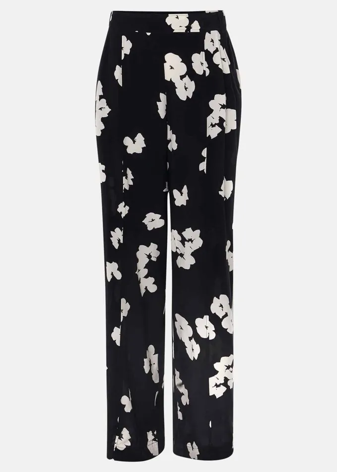 Phase Eight Rae Floral Wide Leg Trouser Black Women Trousers