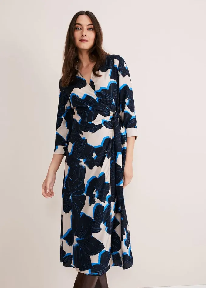 Phase Eight Rae Floral Wrap Dress Bluecamelpink Women Dresses