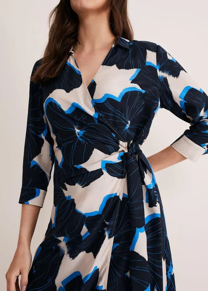 Phase Eight Rae Floral Wrap Dress Bluecamelpink Women Dresses