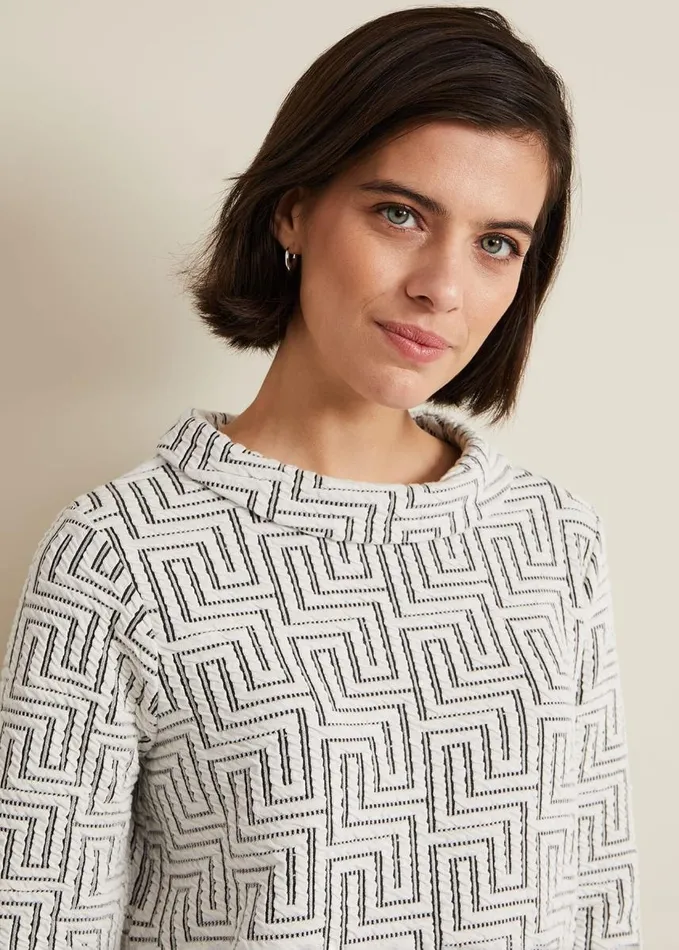 Phase Eight Rena Textured Top Ivoryblack Women Tops and TShirts