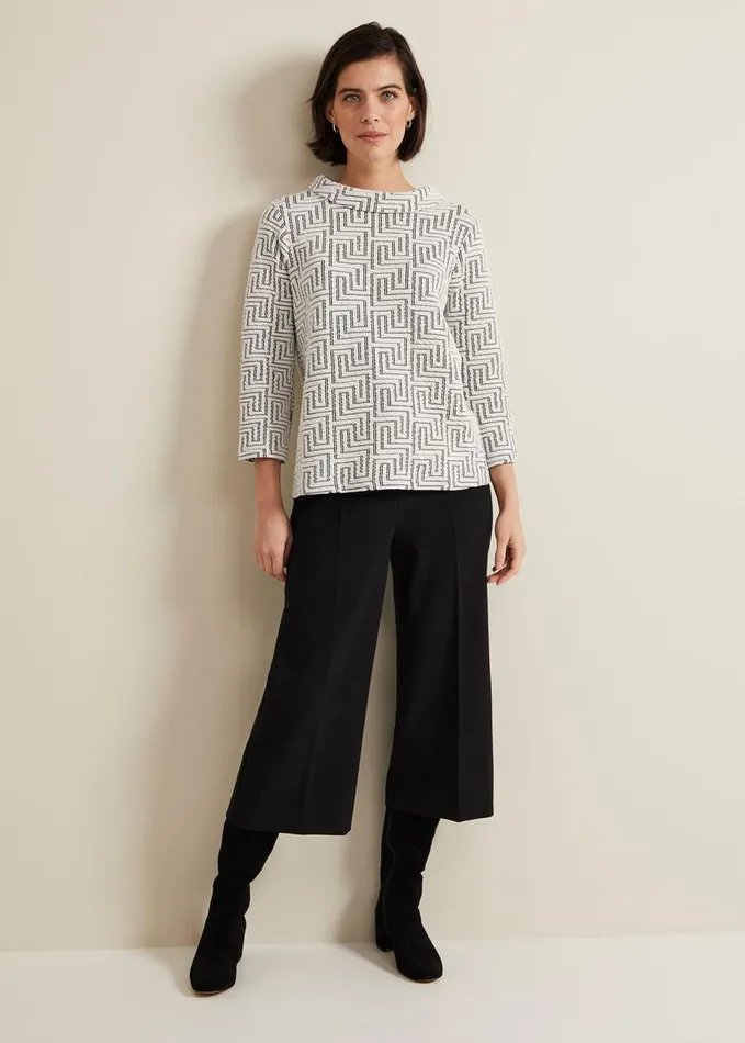 Phase Eight Rena Textured Top Ivoryblack Women Tops and TShirts